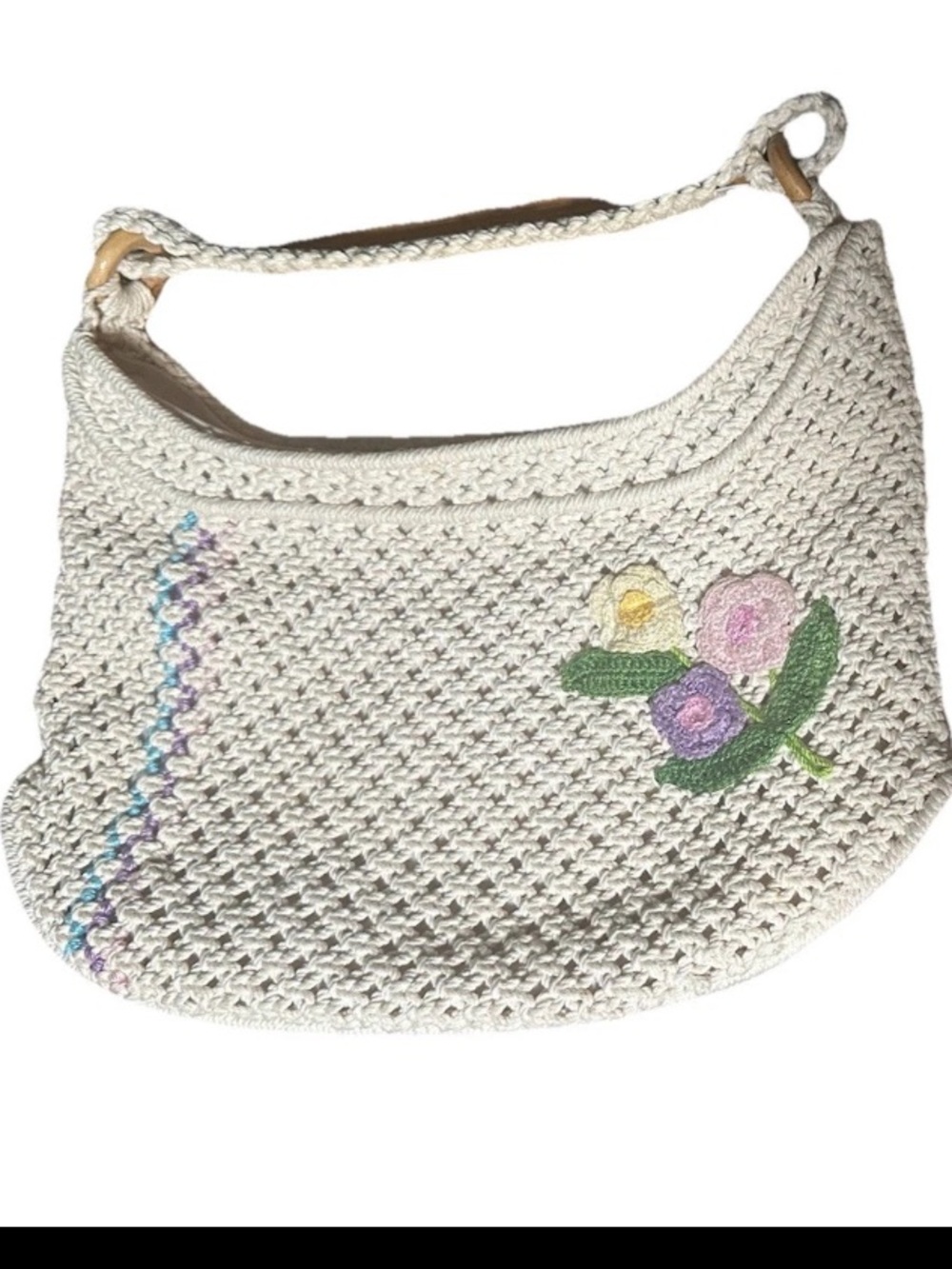 Macrame crochet Woven White Shoulder Bag with Floral Detail Philippines